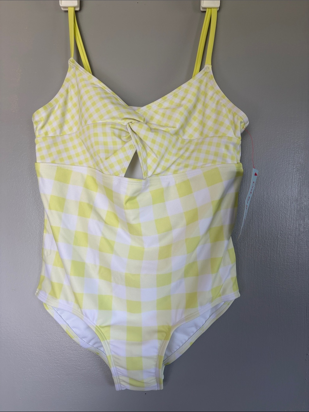 Cat & Jack Yellow Gingham Twist-Front One-Piece Swimsuit
